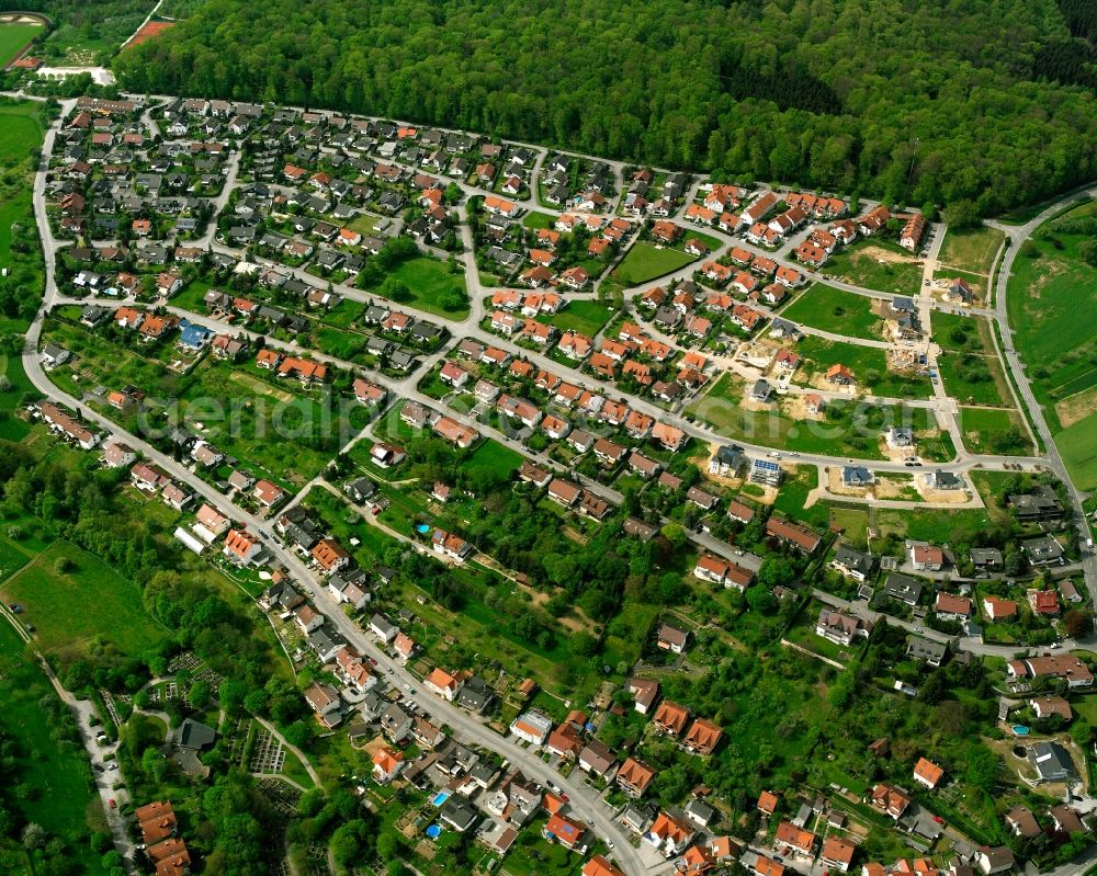 Albershausen from above - Village - view on the edge of forested areas in Albershausen in the state Baden-Wuerttemberg, Germany