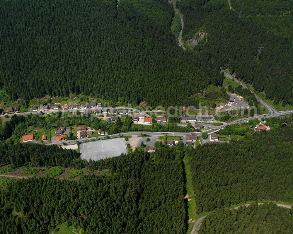 Aerial image Altenau - Village - view on the edge of forested areas in Altenau in the state Lower Saxony, Germany