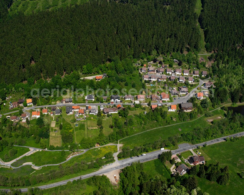 Aerial image Altenau - Village - view on the edge of forested areas in Altenau in the state Lower Saxony, Germany