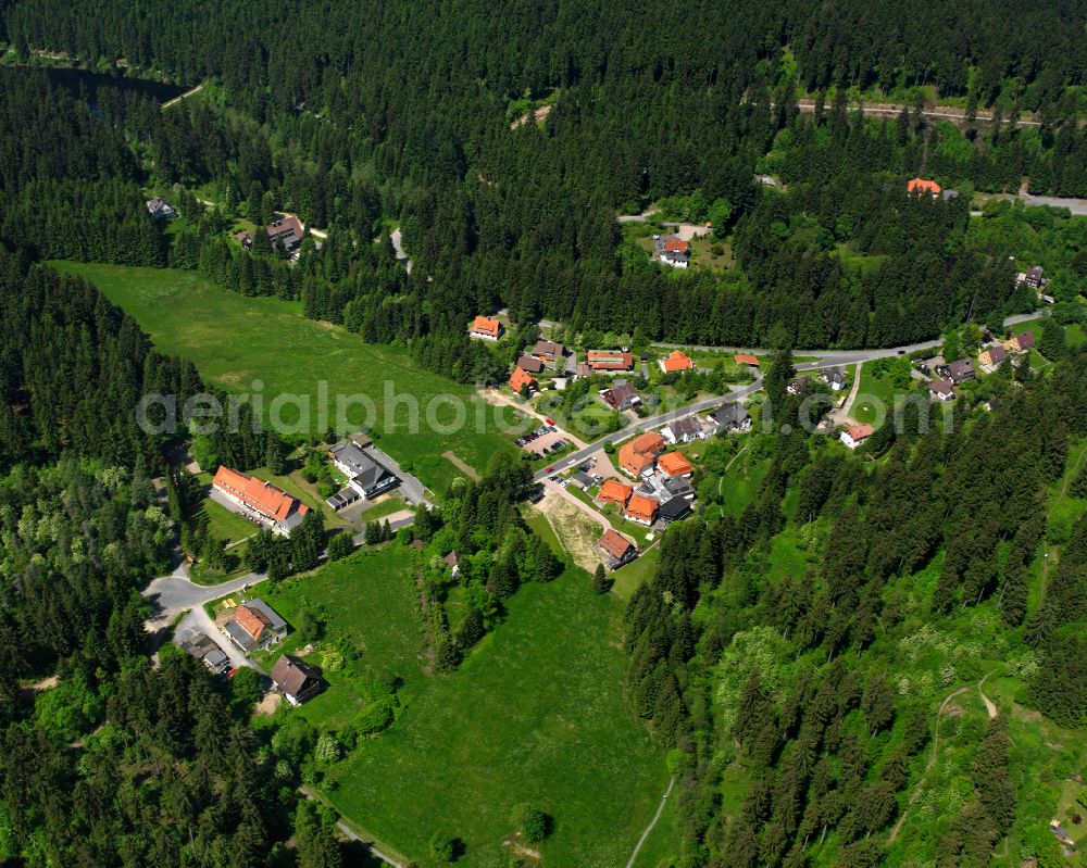 Aerial photograph Altenau - Village - view on the edge of forested areas in Altenau in the state Lower Saxony, Germany