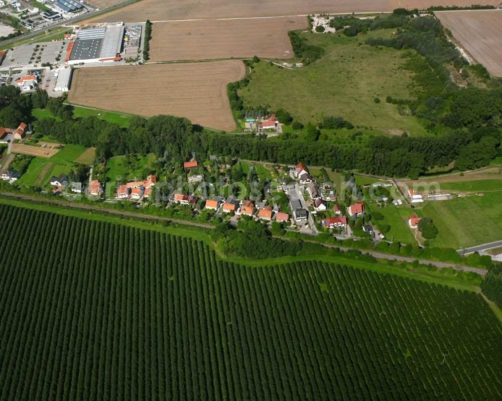 Ammern from above - Village - view on the edge of forested areas in Ammern in the state Thuringia, Germany