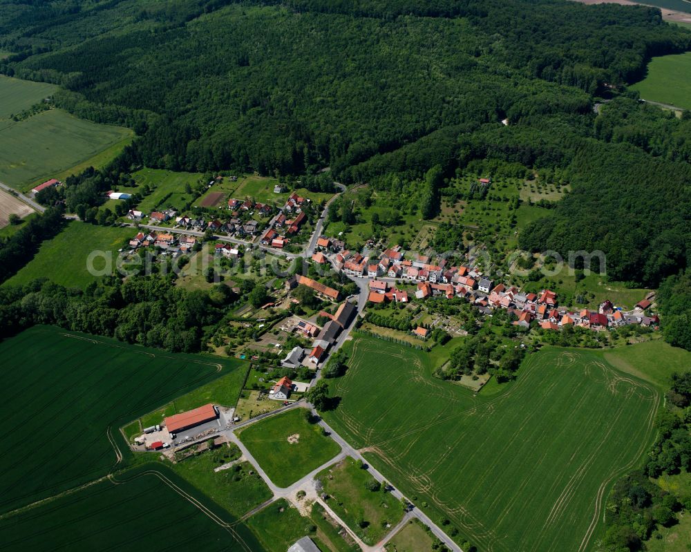 Aerial image Ascherode - Village - view on the edge of forested areas in Ascherode in the state Thuringia, Germany