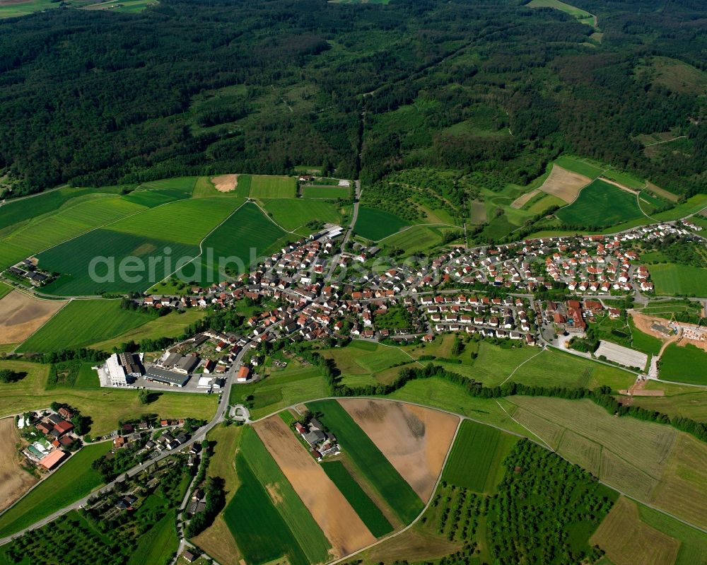 Aerial photograph Aspach - Village - view on the edge of forested areas in Aspach in the state Baden-Wuerttemberg, Germany