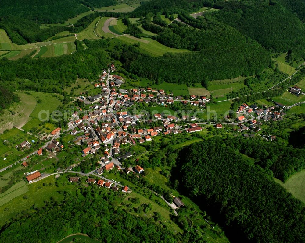 Aerial image Bad Ditzenbach - Village - view on the edge of forested areas in Bad Ditzenbach in the state Baden-Wuerttemberg, Germany