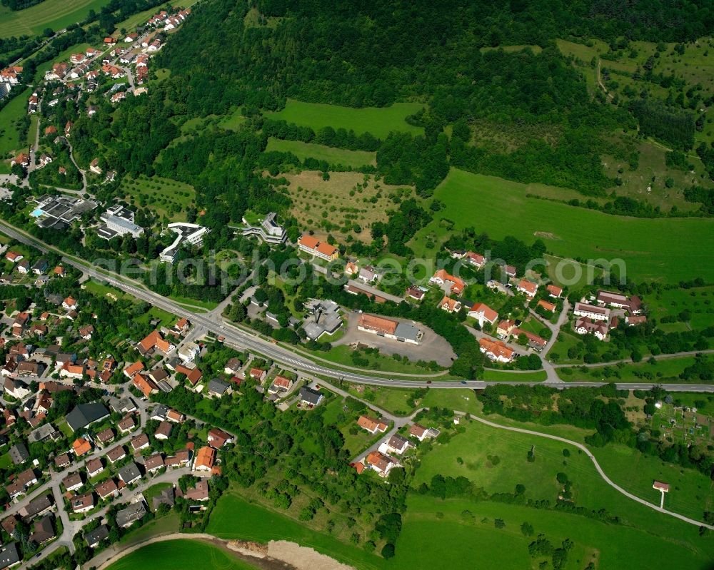 Bad Ditzenbach from above - Village - view on the edge of forested areas in Bad Ditzenbach in the state Baden-Wuerttemberg, Germany