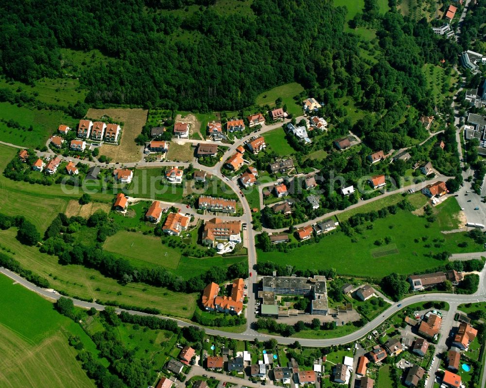 Bad Ditzenbach from the bird's eye view: Village - view on the edge of forested areas in Bad Ditzenbach in the state Baden-Wuerttemberg, Germany