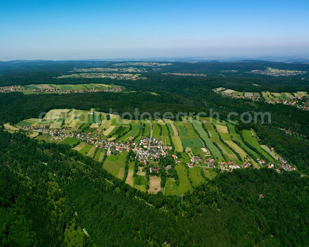 Bad Liebenzell from above - Village - view on the edge of forested areas in Bad Liebenzell in the state Baden-Wuerttemberg, Germany