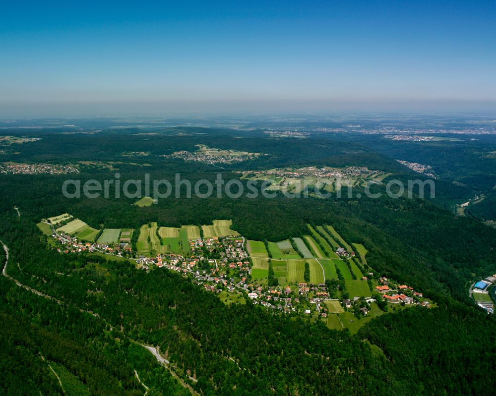 Aerial image Bad Liebenzell - Village - view on the edge of forested areas in Bad Liebenzell in the state Baden-Wuerttemberg, Germany