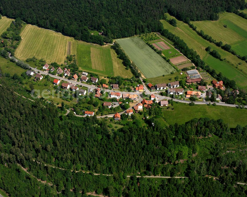 Aerial photograph Bad Liebenzell - Village - view on the edge of forested areas in Bad Liebenzell in the state Baden-Wuerttemberg, Germany