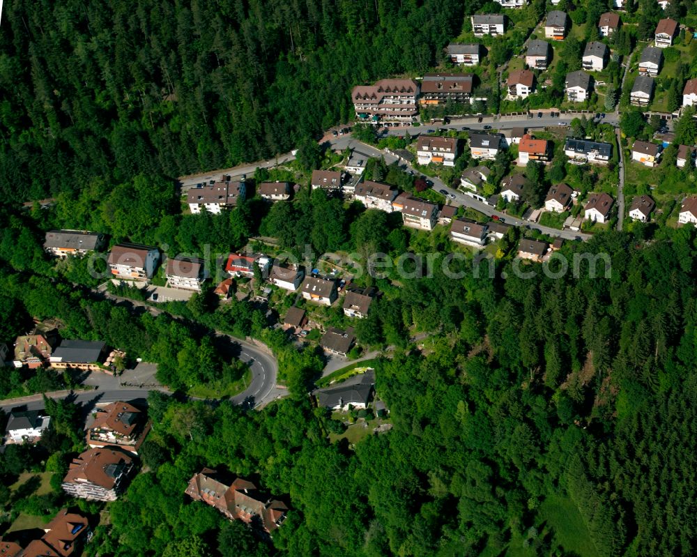 Bad Liebenzell from above - Village - view on the edge of forested areas in Bad Liebenzell in the state Baden-Wuerttemberg, Germany