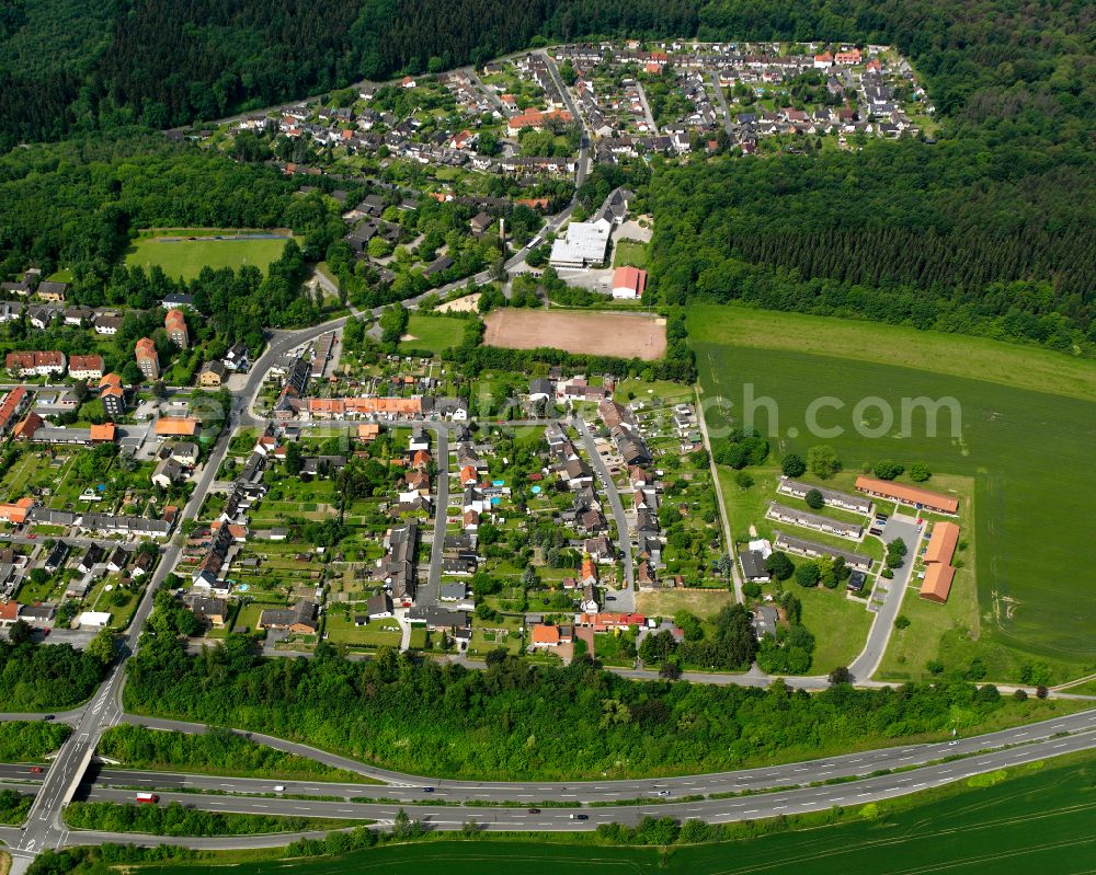 Aerial image Bad - Village - view on the edge of forested areas in Bad in the state Lower Saxony, Germany