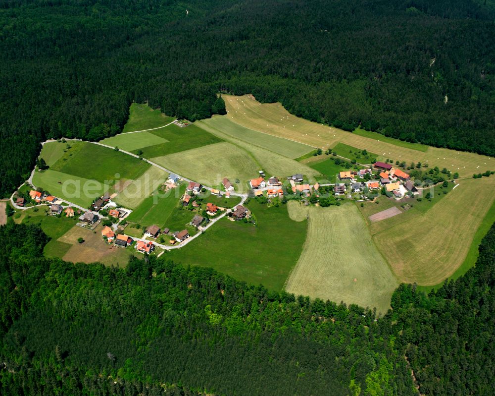 Bad Wildbad from the bird's eye view: Village - view on the edge of forested areas in Bad Wildbad in the state Baden-Wuerttemberg, Germany