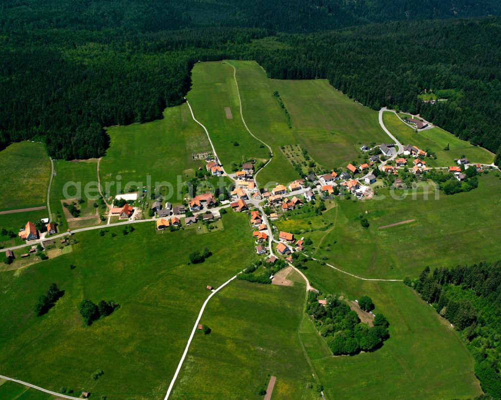 Aerial image Bad Wildbad - Village - view on the edge of forested areas in Bad Wildbad in the state Baden-Wuerttemberg, Germany