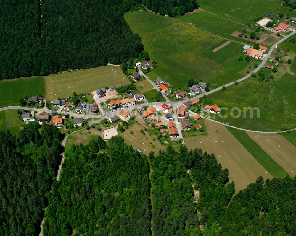 Aerial photograph Bad Wildbad - Village - view on the edge of forested areas in Bad Wildbad in the state Baden-Wuerttemberg, Germany