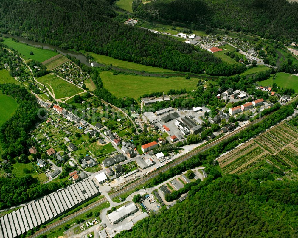 Aerial photograph Berga - Village - view on the edge of forested areas in Berga in the state Thuringia, Germany