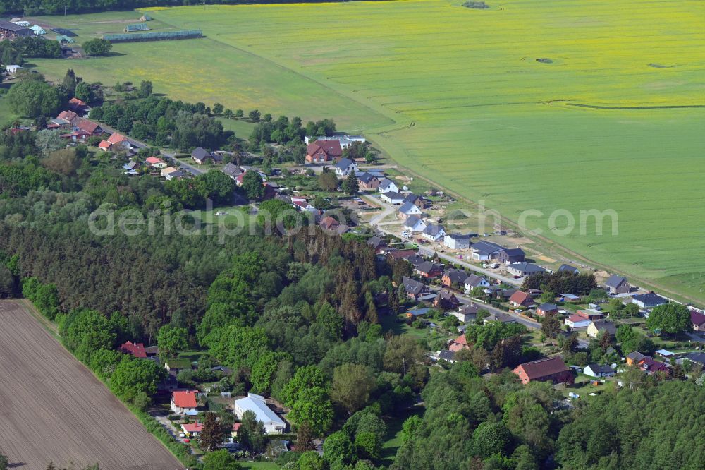 Aerial image Besendorf - Village - view on the edge of forested areas on street Lindenstrasse in Besendorf in the state Mecklenburg - Western Pomerania, Germany