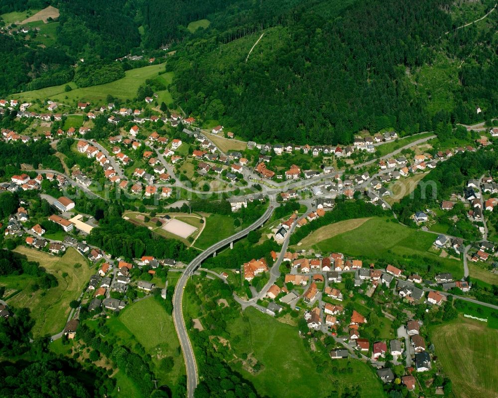 Bühlertal from the bird's eye view: Village - view on the edge of forested areas in Bühlertal in the state Baden-Wuerttemberg, Germany