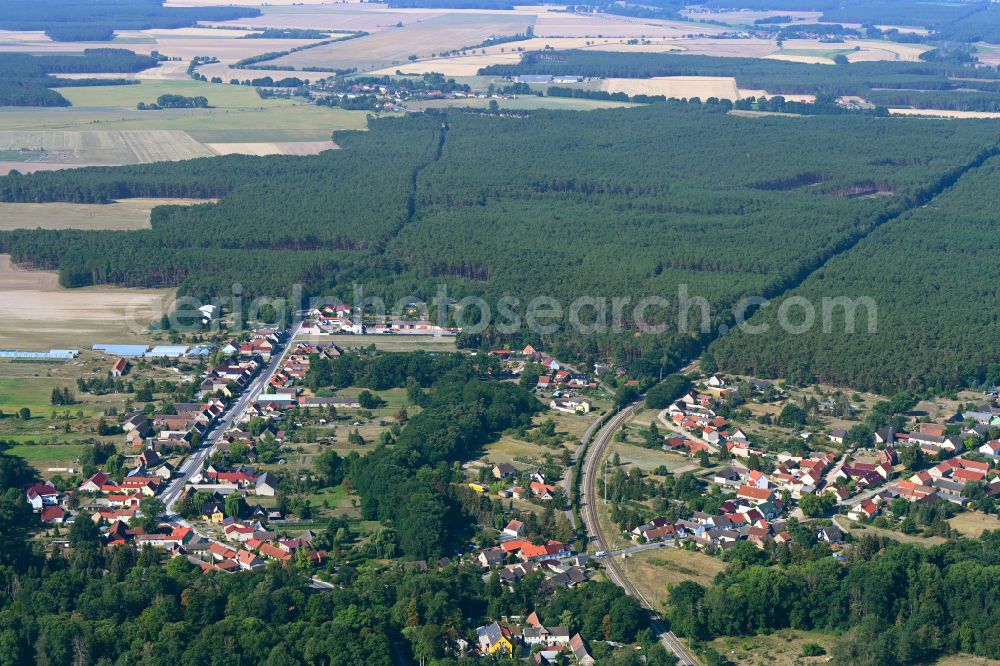 Aerial image Brück - Village - view on the edge of forested areas in Brück in the state Brandenburg, Germany