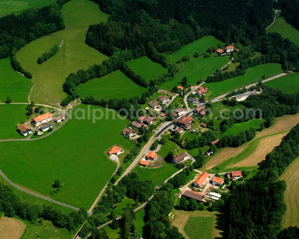 Buglmühl from above - Village - view on the edge of forested areas in Buglmühl in the state Bavaria, Germany