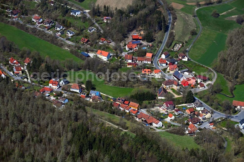 Aerial photograph Burggrub - Village - view on the edge of forested areas in Burggrub in the state Bavaria, Germany