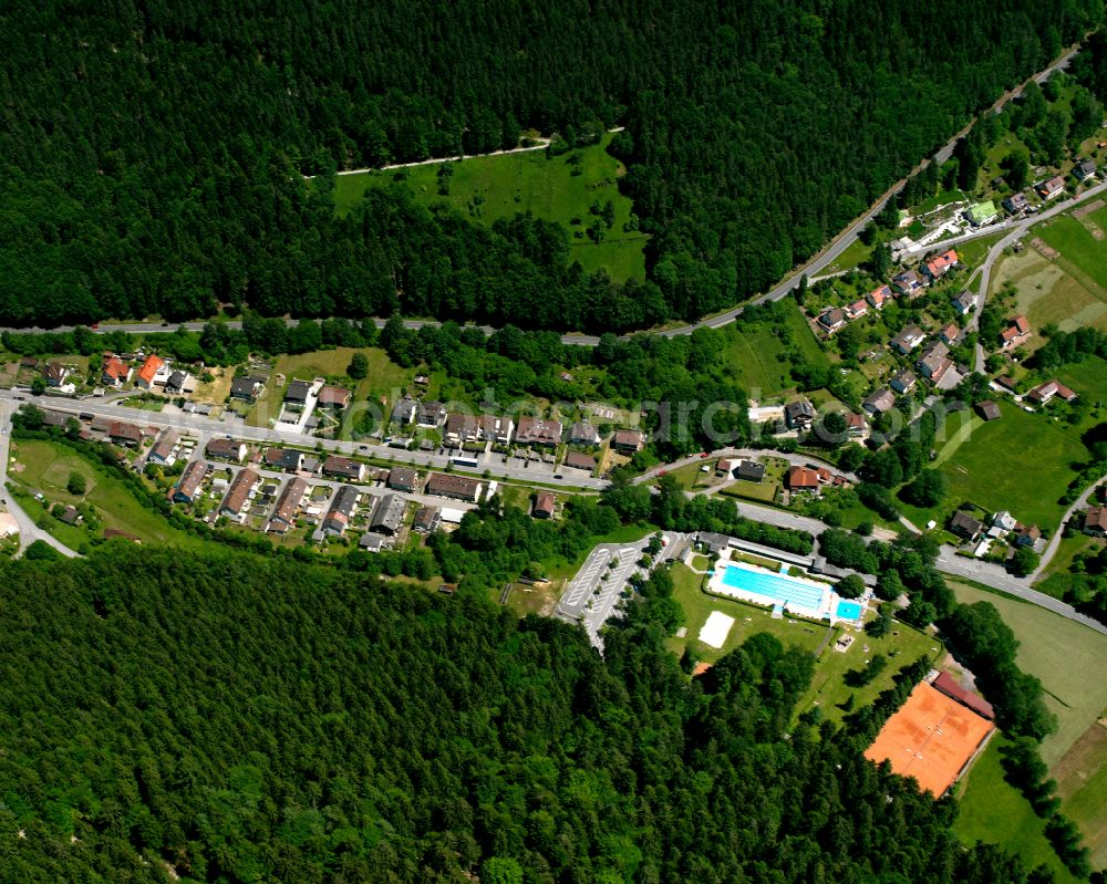 Aerial image Calmbach - Village - view on the edge of forested areas in Calmbach in the state Baden-Wuerttemberg, Germany