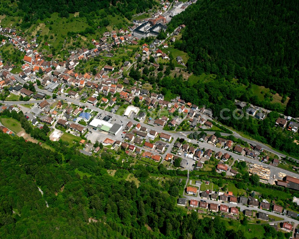 Aerial photograph Calmbach - Village - view on the edge of forested areas in Calmbach in the state Baden-Wuerttemberg, Germany