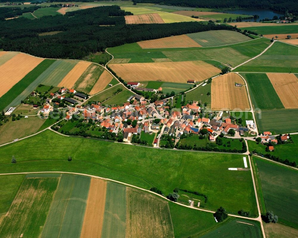 Aerial image Dambach - Village - view on the edge of forested areas in Dambach in the state Bavaria, Germany