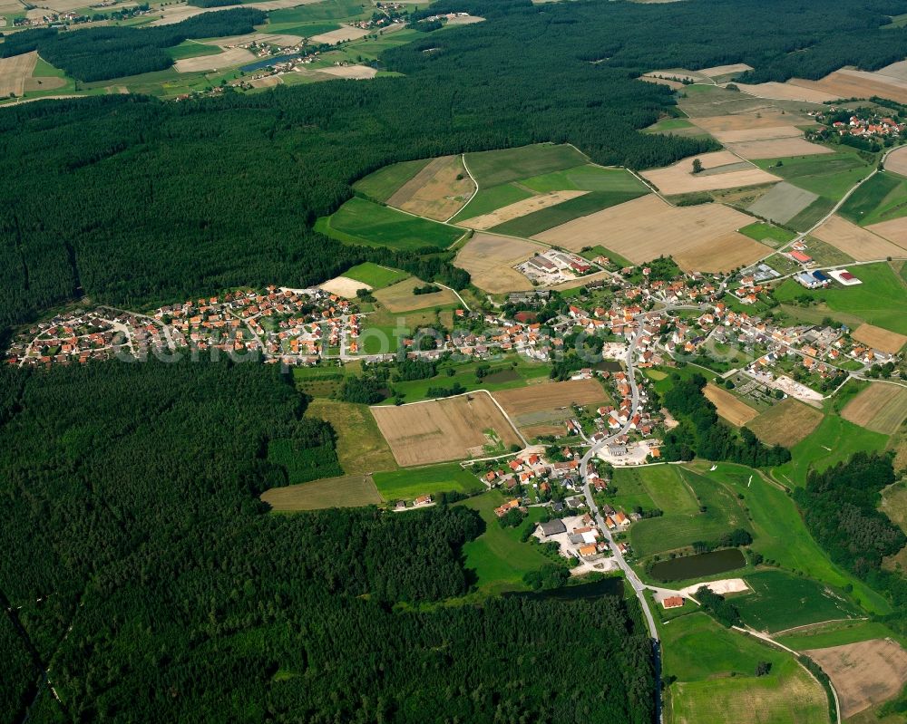 Aerial photograph Dentlein am Forst - Village - view on the edge of forested areas in Dentlein am Forst in the state Bavaria, Germany