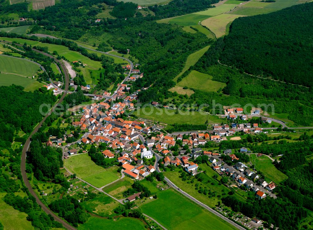 Aerial photograph Dielkirchen - Village - view on the edge of forested areas in Dielkirchen in the state Rhineland-Palatinate, Germany