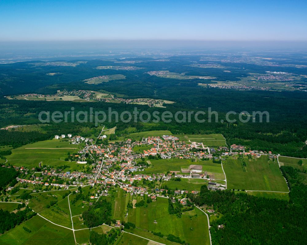 Aerial image Dobel - Village - view on the edge of forested areas in Dobel in the state Baden-Wuerttemberg, Germany