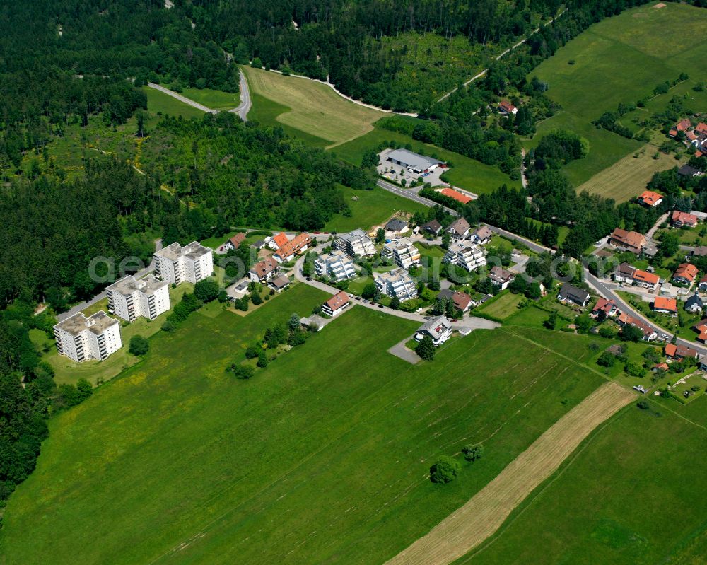 Aerial image Dobel - Village - view on the edge of forested areas in Dobel in the state Baden-Wuerttemberg, Germany