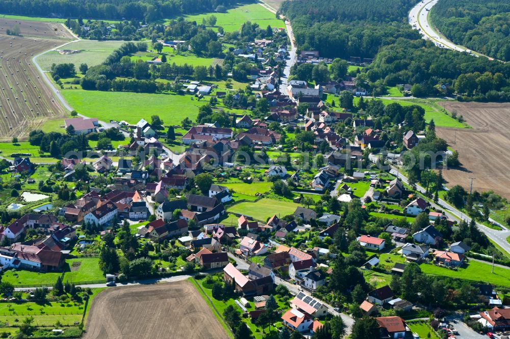 Aerial photograph Dorna - Village - view on the edge of forested areas in Dorna in the state Thuringia, Germany