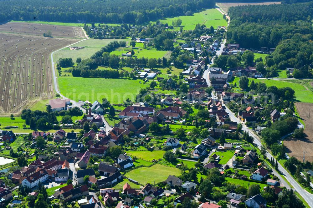 Dorna from above - Village - view on the edge of forested areas in Dorna in the state Thuringia, Germany