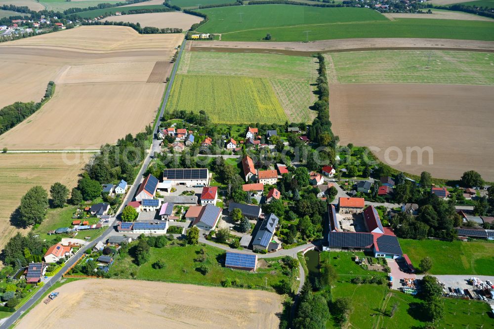 Drogen from above - Village - view on the edge of forested areas in Drogen in the state Thuringia, Germany