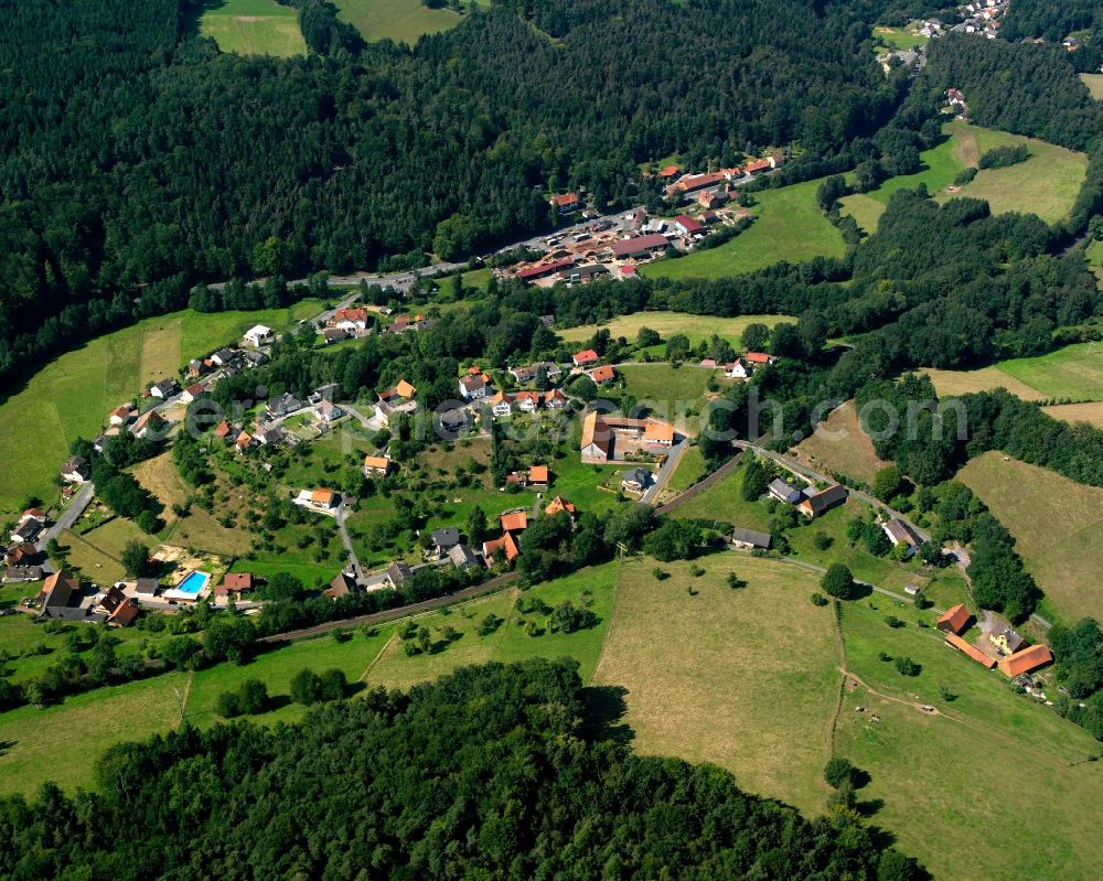 Aerial photograph Ebersberg - Village - view on the edge of forested areas in Ebersberg in the state Hesse, Germany