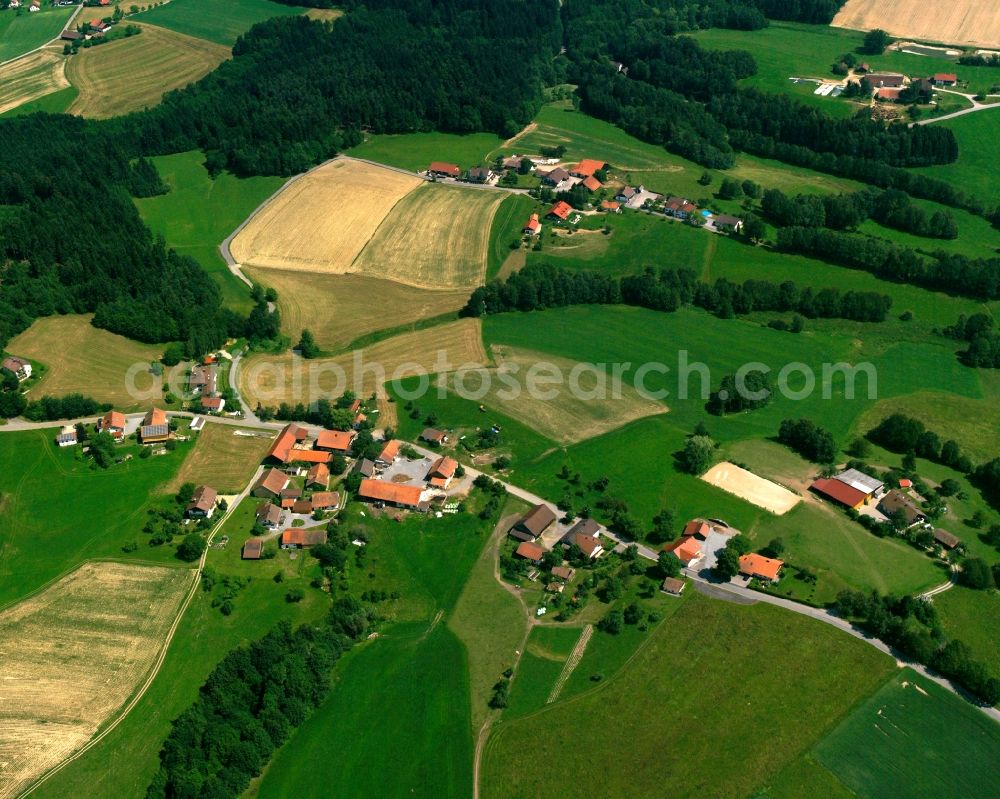 Aerial image Einfürst - Village - view on the edge of forested areas in Einfürst in the state Bavaria, Germany