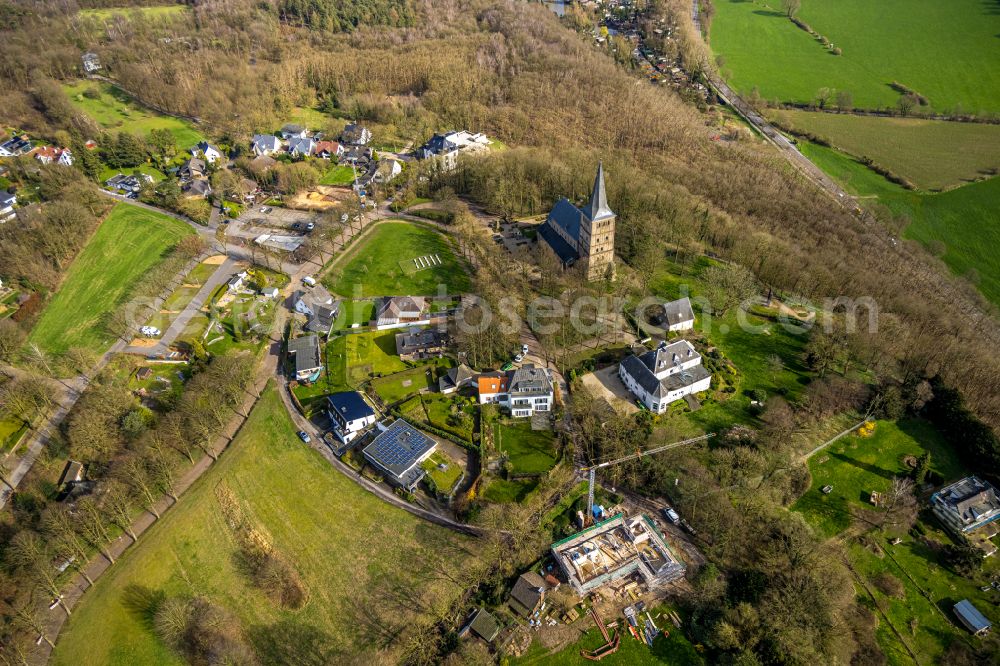 Elten from above - Village - view on the edge of forested areas in Elten in the state North Rhine-Westphalia, Germany