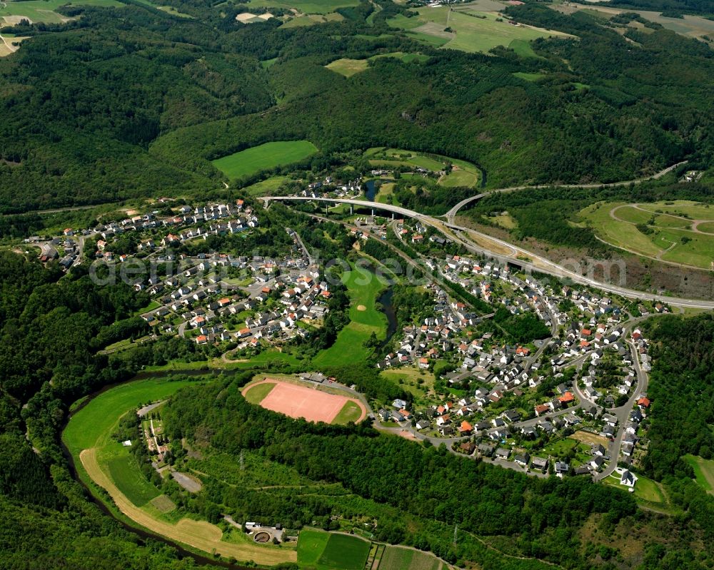 Enzweiler from above - Village - view on the edge of forested areas in Enzweiler in the state Rhineland-Palatinate, Germany