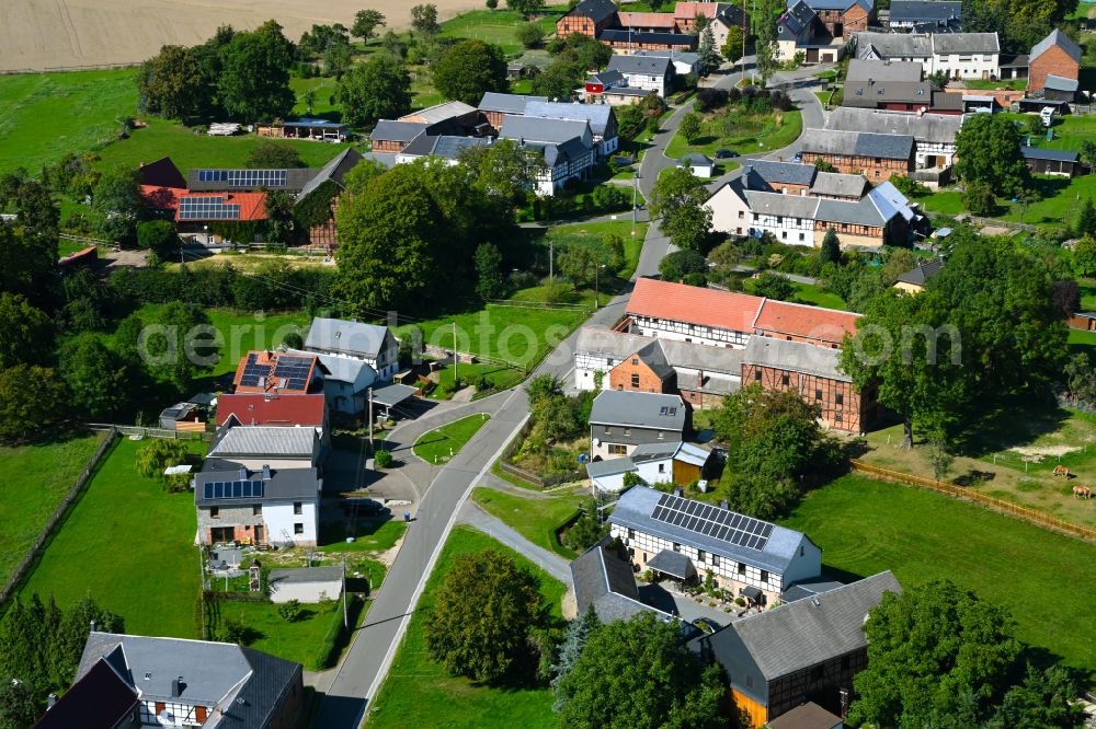 Aerial photograph Erbengrün - Village - view on the edge of forested areas in Erbengrün in the state Thuringia, Germany