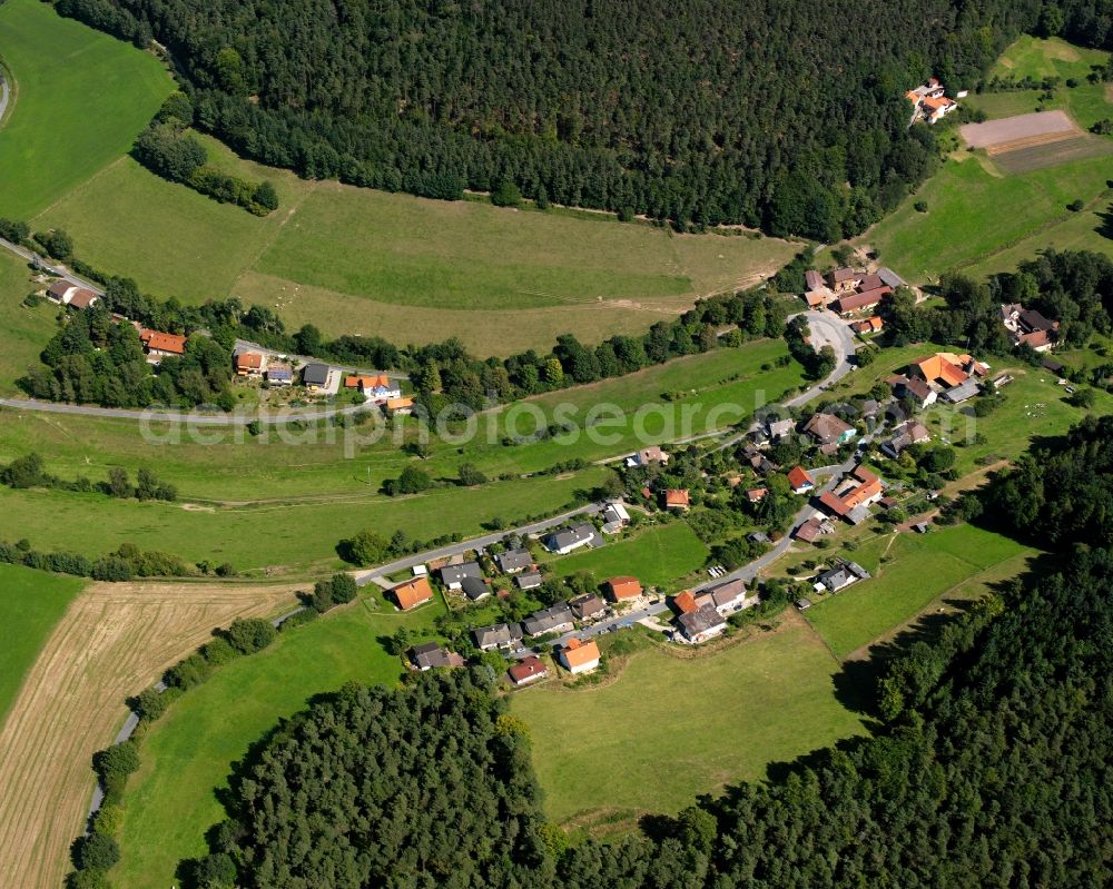 Aerial photograph Erbuch - Village - view on the edge of forested areas in Erbuch in the state Hesse, Germany