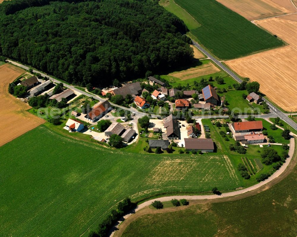 Ernstein from the bird's eye view: Village - view on the edge of forested areas in Ernstein in the state Baden-Wuerttemberg, Germany