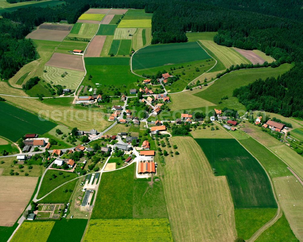 Aerial photograph Ettmannsweiler - Village - view on the edge of forested areas in Ettmannsweiler in the state Baden-Wuerttemberg, Germany