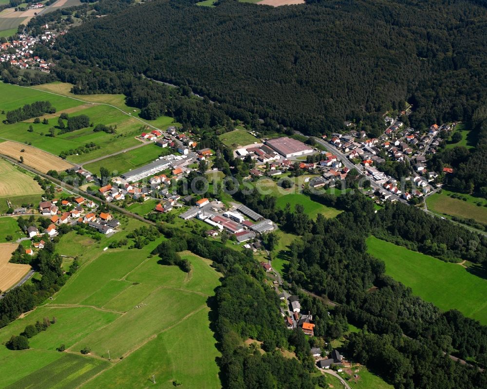 Etzen-Gesäß from above - Village - view on the edge of forested areas in Etzen-Gesäß in the state Hesse, Germany