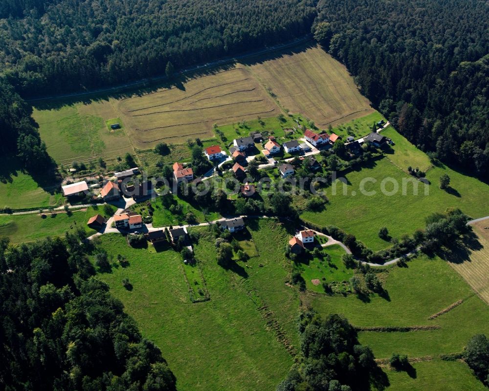 Falken-Gesäß from above - Village - view on the edge of forested areas in Falken-Gesäß in the state Hesse, Germany