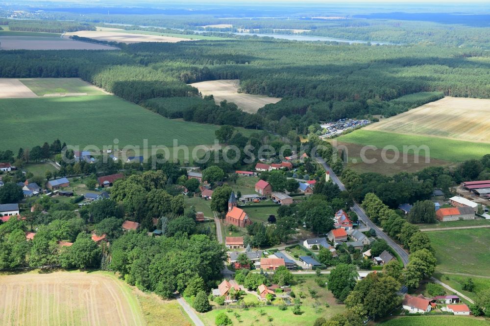 Ferbitz from above - Village - view on the edge of forested areas in Ferbitz in the state Brandenburg, Germany