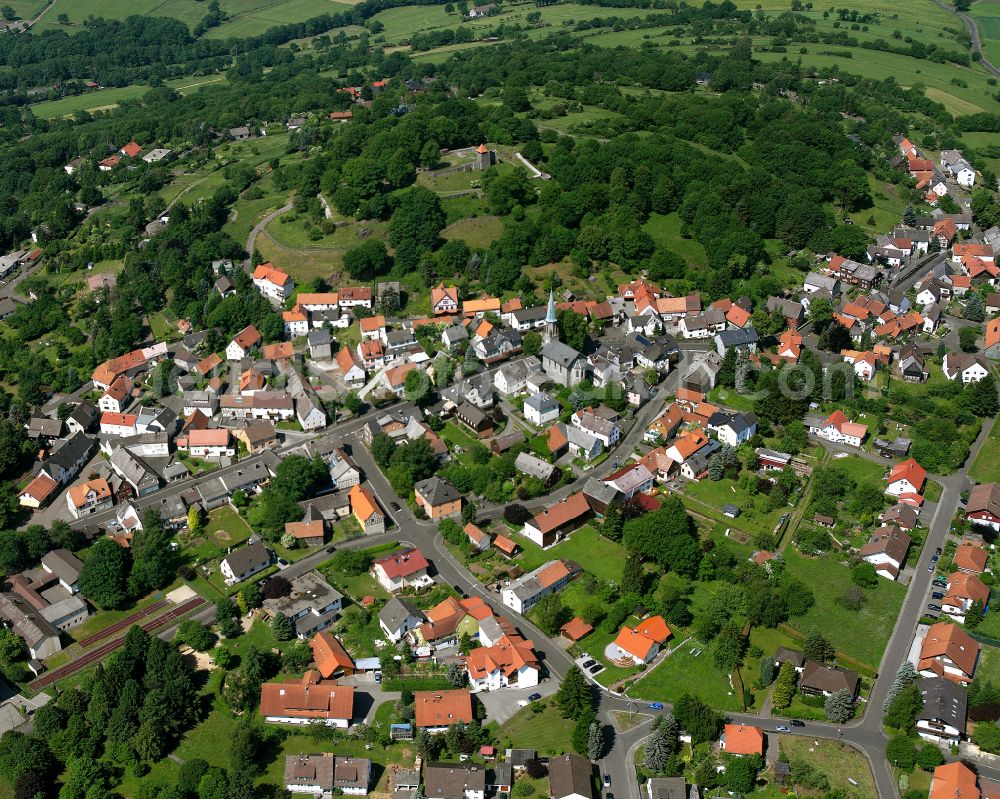 Aerial photograph Ferienpark Burgblick - Village - view on the edge of forested areas in Ferienpark Burgblick in the state Hesse, Germany