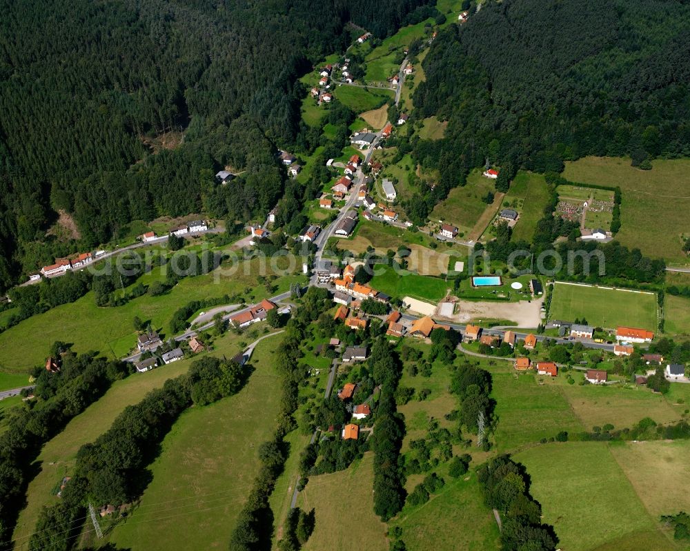 Aerial photograph Finkenbach - Village - view on the edge of forested areas in Finkenbach in the state Hesse, Germany