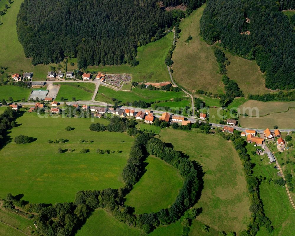 Gammelsbach from above - Village - view on the edge of forested areas in Gammelsbach in the state Hesse, Germany