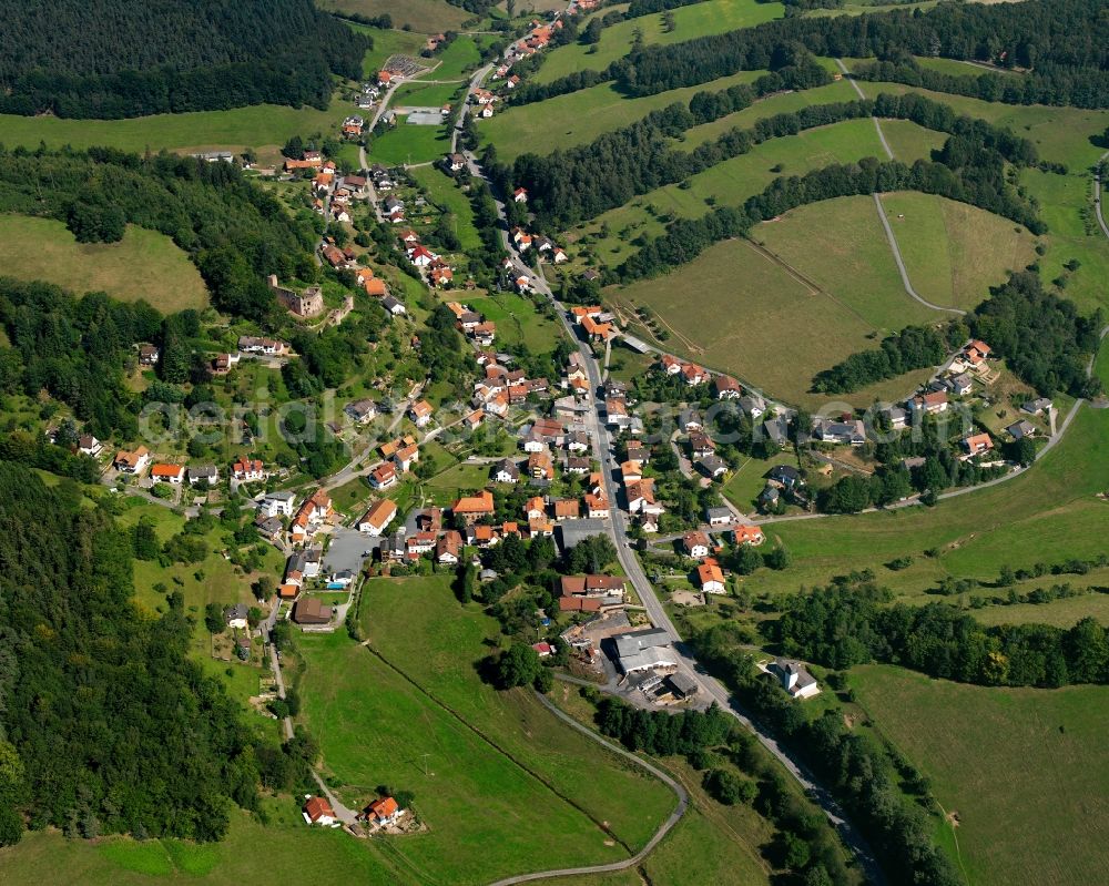 Aerial image Gammelsbach - Village - view on the edge of forested areas in Gammelsbach in the state Hesse, Germany