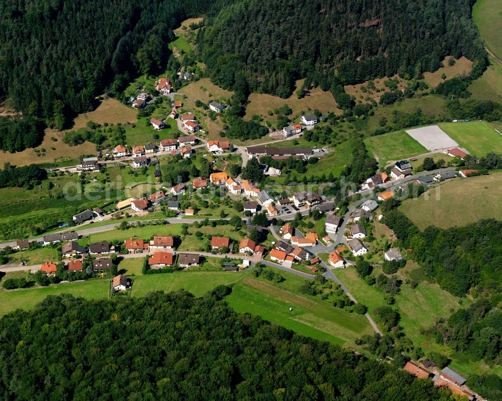 Gammelsbach from above - Village - view on the edge of forested areas in Gammelsbach in the state Hesse, Germany